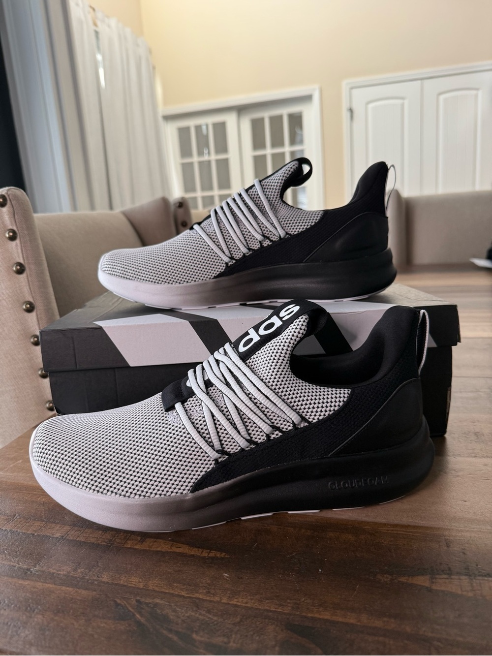 Adidas Cloudfoam Lightweight Knit Sneakers - Black & White, Men Sz 10